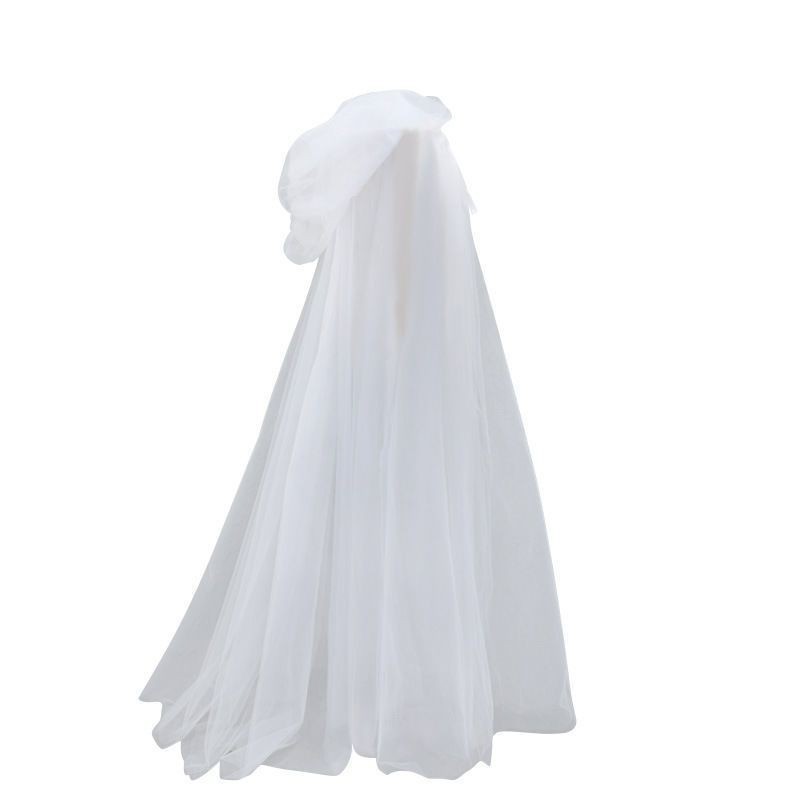 Halloween Cosplay Ghost Costume with Hooded Cape Witch Mesh Long Cloak